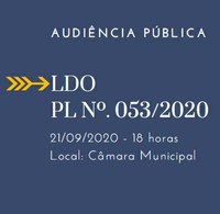 CONVITE para audiência pública referente a Lei de Diretrizes Orçamentárias - LDO 2021